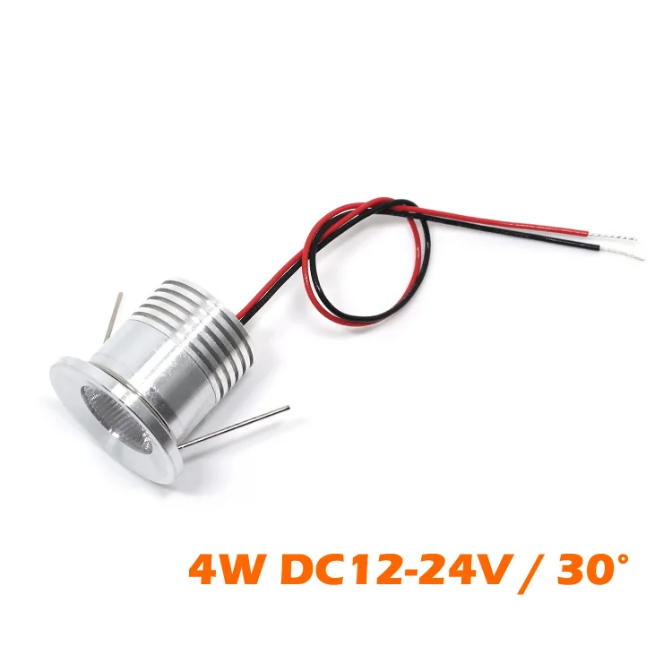 24 шт./лот Mini 4 W светодиодный светильник DC12V-24V небольшие встраиваемые потолочный светильник Вырез D25mm луча под углом 30 градусов