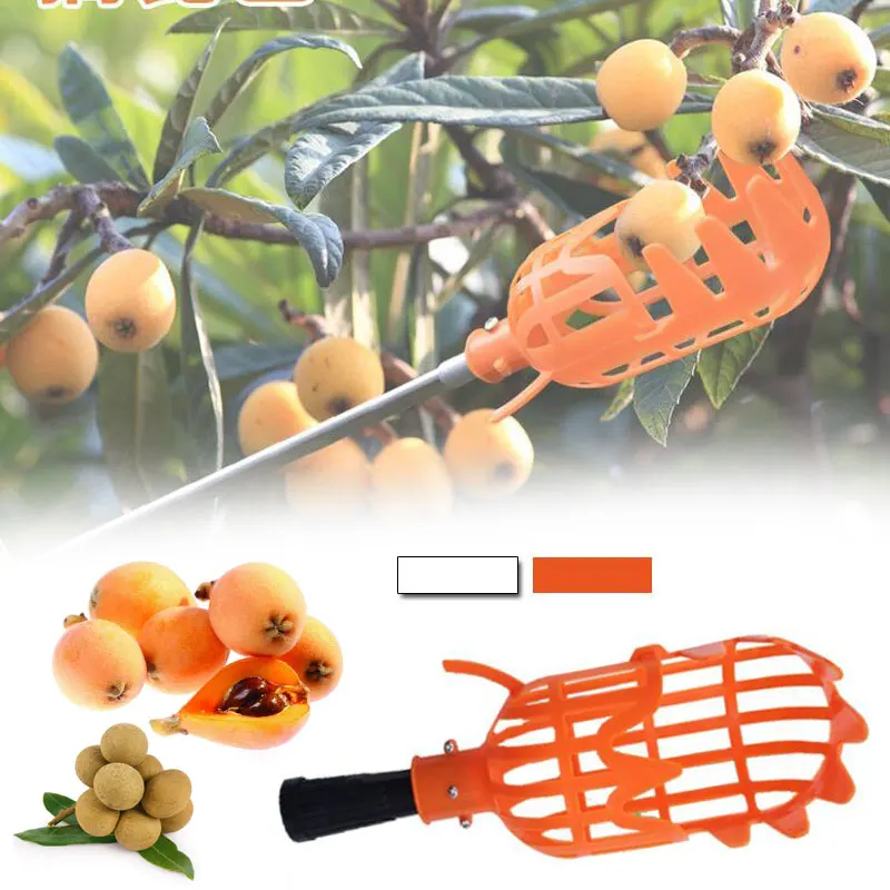 

1 Pc 20*8*8cm White / Orange Plastic Fruits Picking Tool Practical Convenient Durable Horticultural Fruit Picker Gardening