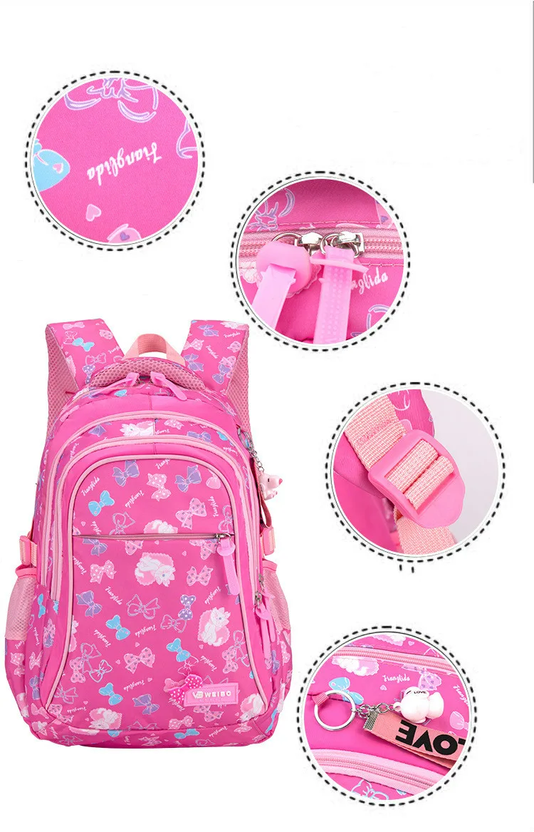 Комплект из 3 предметов, Детские водонепроницаемые школьные сумки для девочек, детские школьные рюкзаки принцессы, рюкзаки с принтом, школьный ранец для девочек