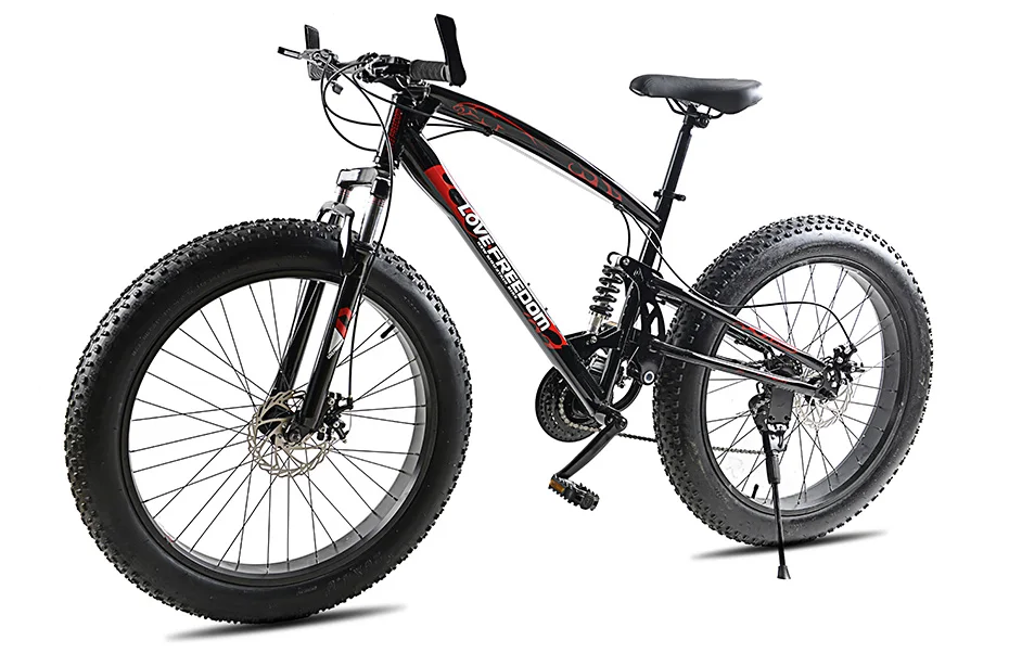 Perfect Love Freedom High Quality Bicycle 7/21 / 24 /27 speed Mountain Bike 26 Inch 4.0 fat bike Front and rear shock absorption bicycle 14