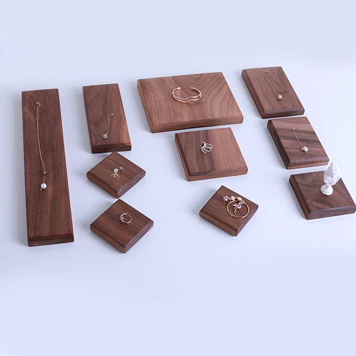 

Polishing Smooth Jewelry Display Tray Ring Pendant Necklace Earrings Display Blocks Solid Wood Display Blocks