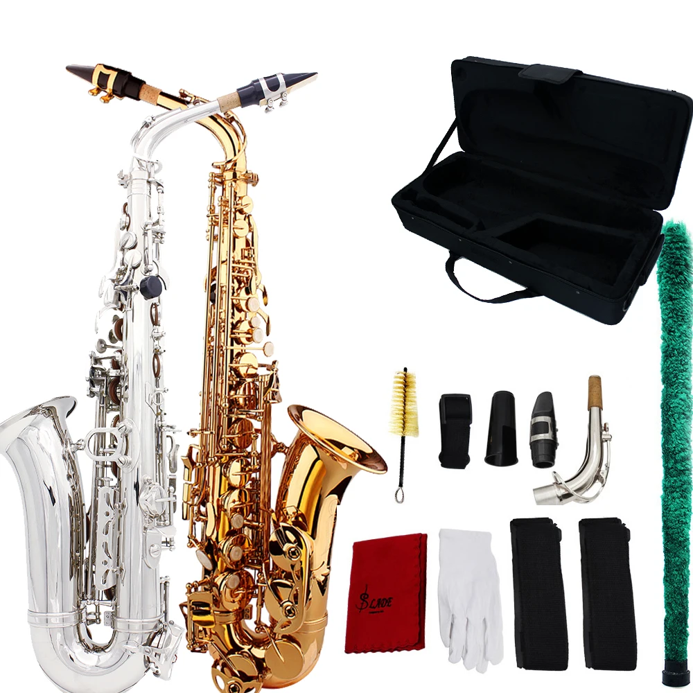 Саксофон Sax Eb Be Alto E плоский латунный резной узор на поверхности пластмассовый мундштук изысканный с перчатки, Чистящая салфетка