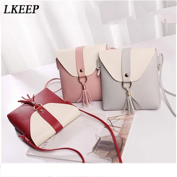 

New PU Leather Women Bucket Shoulder Bag Fashion Panelled Tassel Crossbody Bag Female Messenger Bag Small Handbags