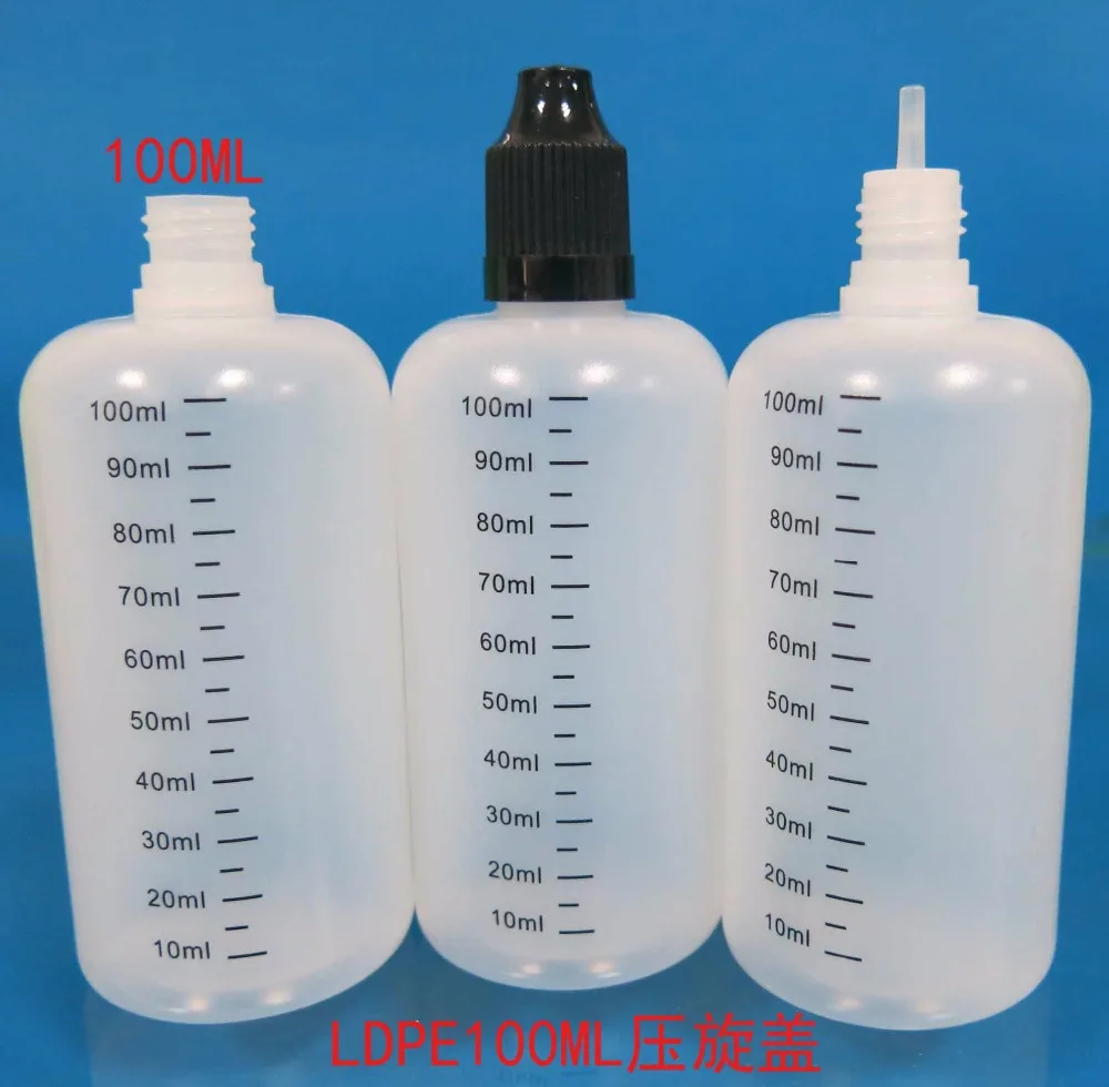 LDPE100ML выдавливаемая бутылка с градацией для эфирного масла длинный тонкий наконечник 10 шт./лот