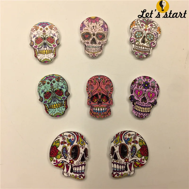 

Free shipping set 50pcs wood button plywood print skeleton,Wood color skull for clothing and Jewelry accessories.Winds of Terror