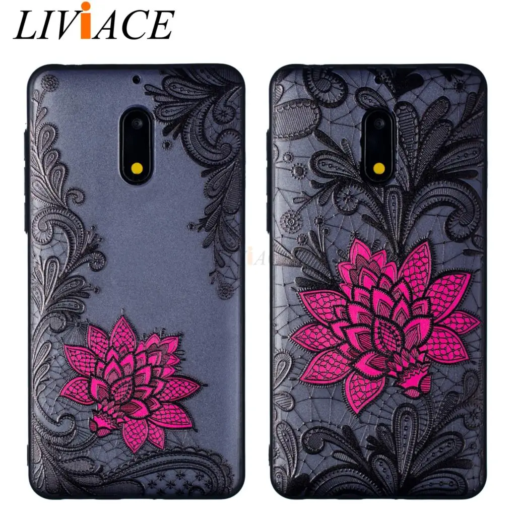 tpu phone case For NOKIA 3 5 8 6 2017 women 3D relief lace flower wowen silicone hard cover for NOKIA6 NOKIA5 coque hoesje |