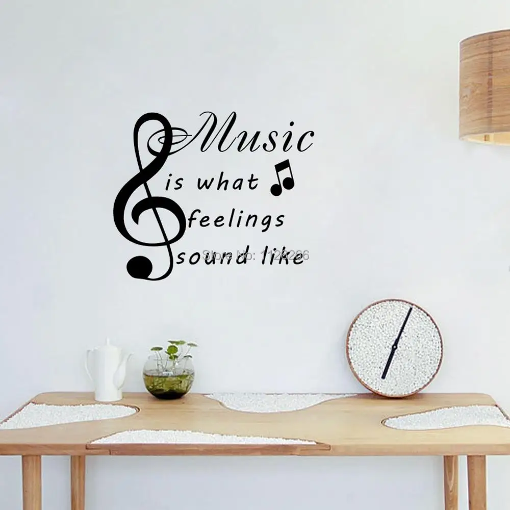 

Music Is What Feeling Sound Like Funny Note Wall Sticker Fashion Pattern Wall Decal Art Vinyl Wallpaper Living Room Decor