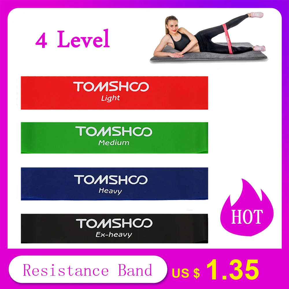 

4 Levels Resistance Band Yoga Exercise Elastic Rubber Band Fitness Workout Loop Band Workout Pull Rope Gym Expander Equipment