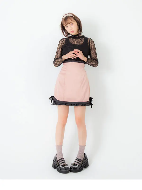 Princesa Delgada multiple Falda Ht029 Negro Preppy Falda Algodón Alta Cintura Lolita Una Dulce Plaid Chic Línea rosado Lindo Ruffles zrU8qRrxwC