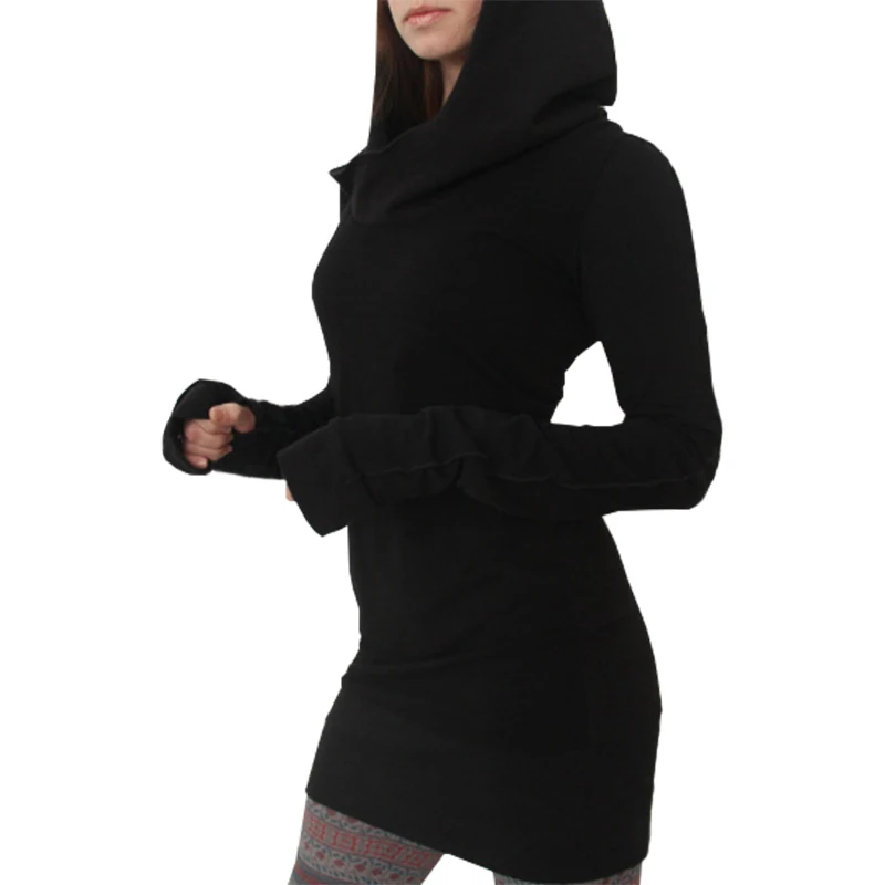 

Europe America fall dress Fashion Hooded short dresses black mini vestido clothing vestidos LBD9175