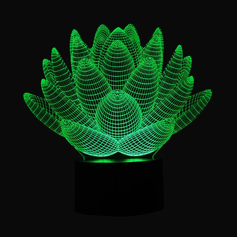 Lotus 3D визуальная Настольная лампа с сенсорным выключателем, 7 цветов, лампа для изменения настроения, праздничный светильник, декор для спальни
