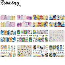 Nouveau 12 pièces/ensemble Nail Art eau décalcomanies coloré verre cassé conception couverture complète ongles autocollants décoration ongles autocollants enveloppes(China)