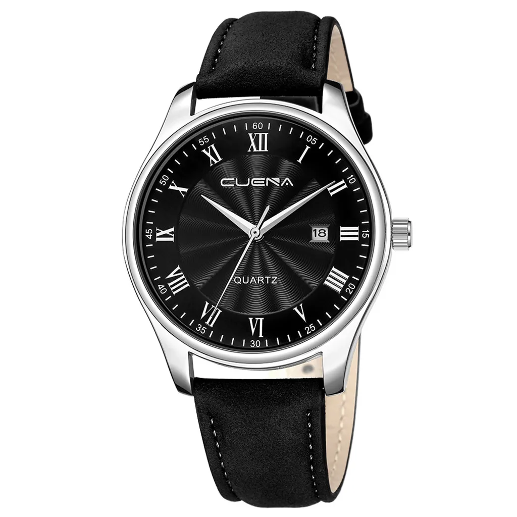 

Mens Leather Strap Watch Roman Alphabet Stainless Steel Dial Sports Watches Clock Men'S Quartz Watch Relogio Masculino #Z