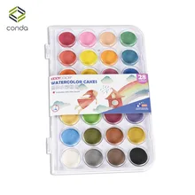 Conda 28 Colors Professional Solid Watercolor Paints Outdoor Fundamentals Painting Pigment Portable Sketch Color Art Tools