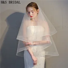 H& S свадебные Новые короткие два слоя Veil срезанный край свадебная вуаль для венчанияveu де Noiva свадебная фата белая свадебная вуаль цвета слоновой кости из тонкой прозрачной ткани брак