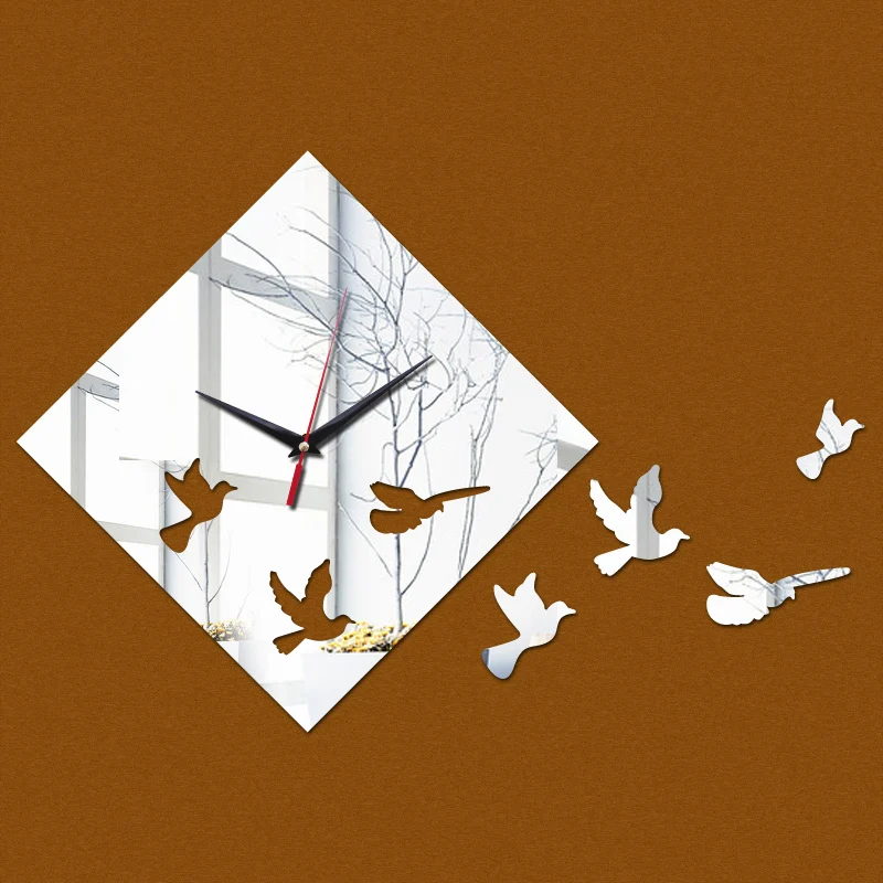 

2019 hot sale 3d acrylic mirror wall clock diy sticker room quartz geometric needle modern design decoration