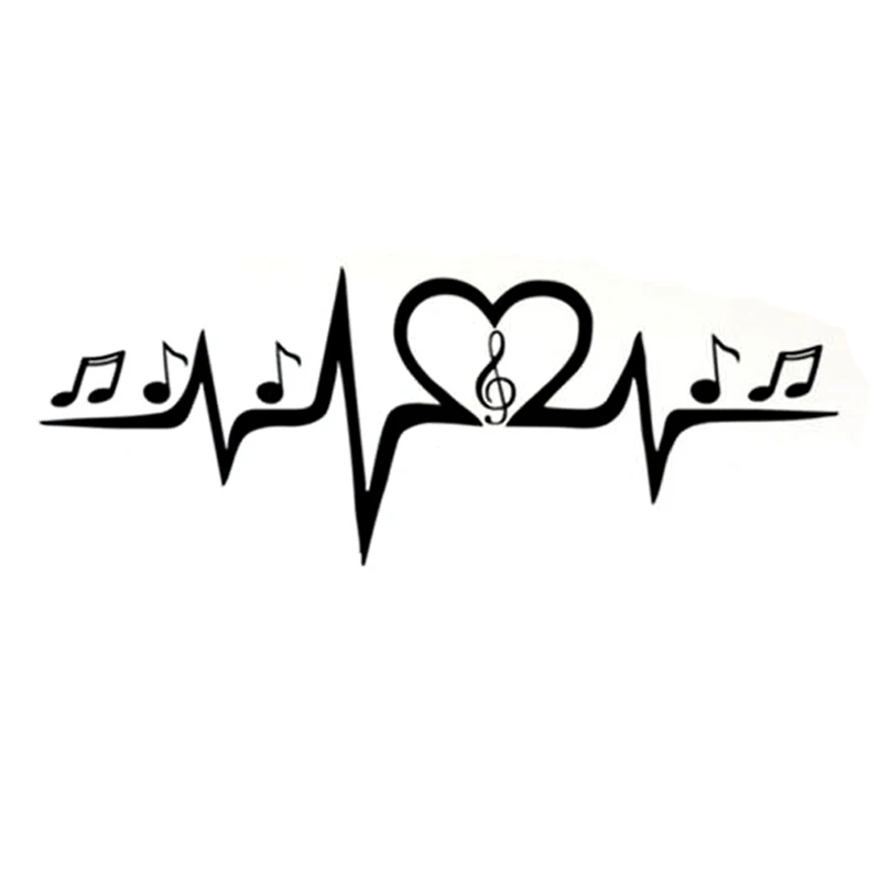 18CM*6.7CM Creative Heartbeat Line With Music Vinyl Decal