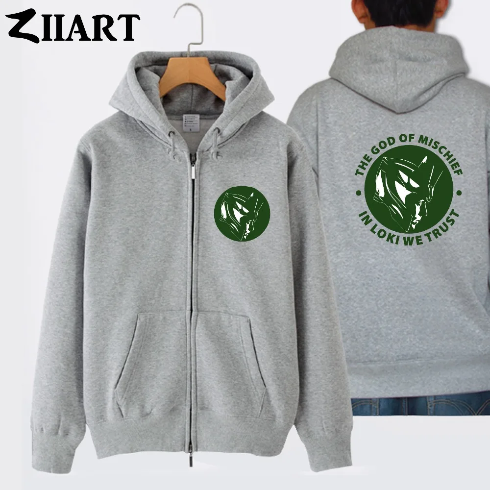 Loki the god of mischief in loki we trust/Одежда для пар хлопковые куртки с капюшоном на молнии