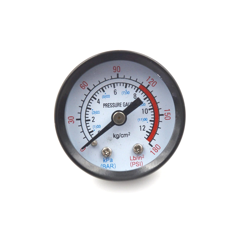 

High Quality Bar Air Pressure Gauge 10mm 1/4 BSP Thread 0-180 PSI 0-12 Manometer Double Scale For Air Compressor Iron