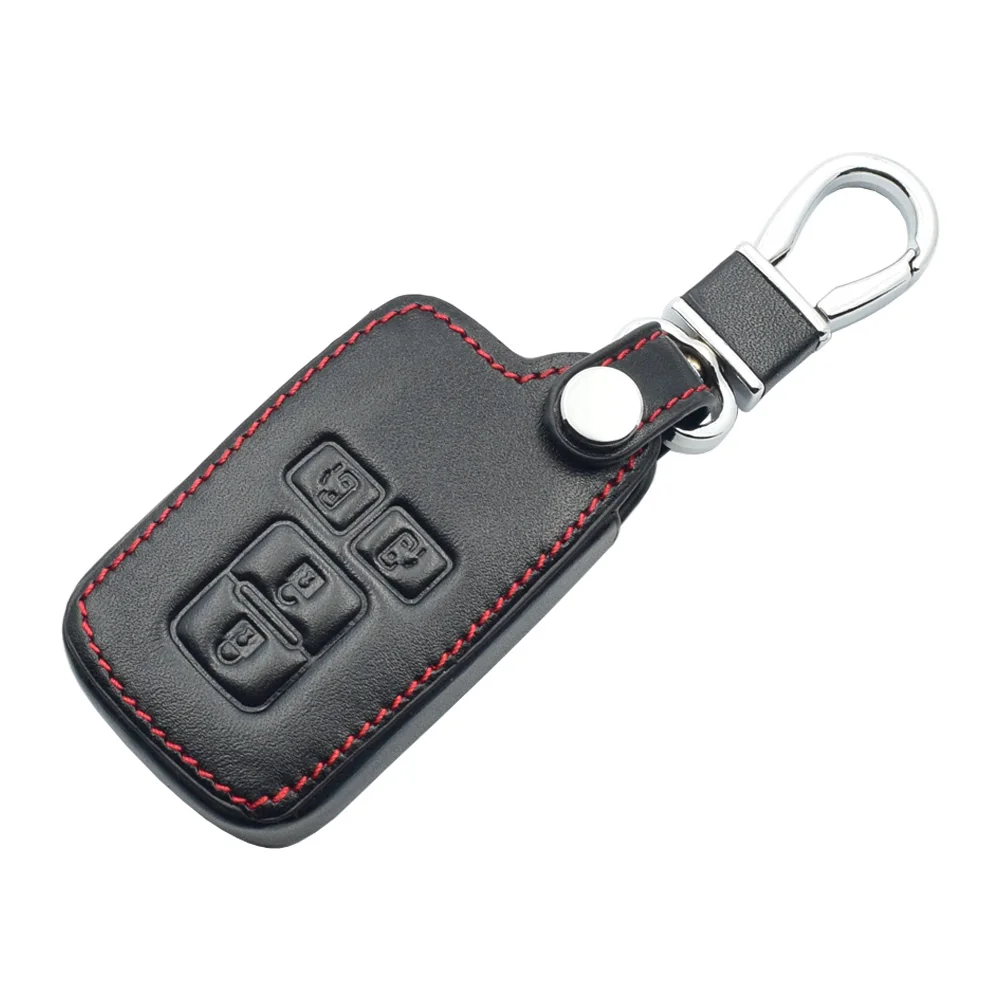 Кожаный чехол для ключей автомобиля для Toyota Sienta Noah Voxy Esquire VELLFIRE Alphard 4 кнопки чехол дистанционного брелока брелок сумка авто аксессуар - Название цвета: Черный