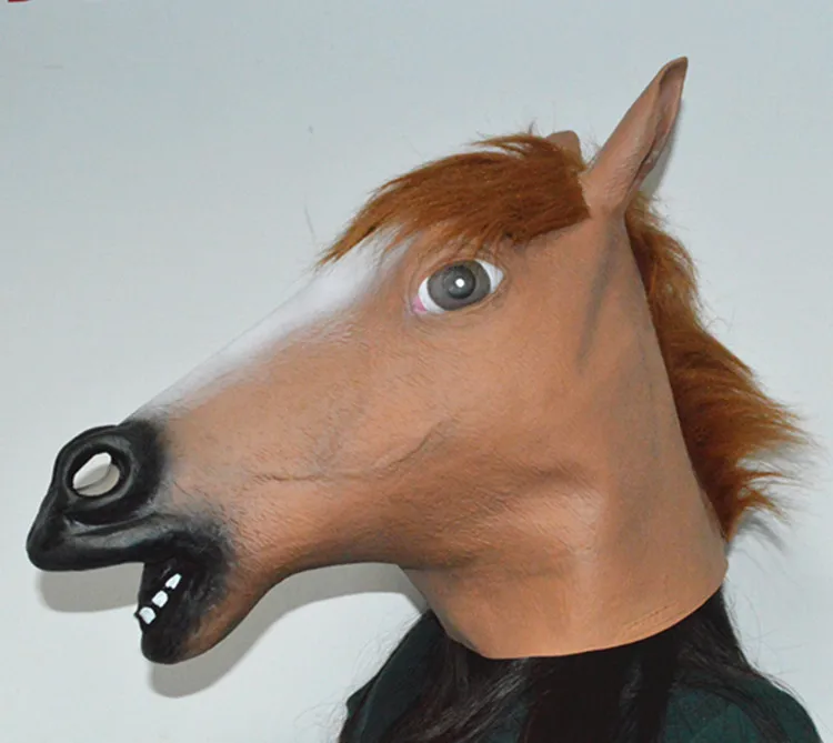 M005 Vivid Environmental friendly latex brown horse head mask For