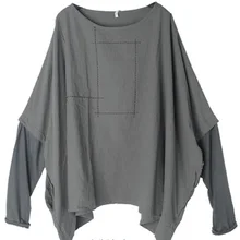 Продукт, выпуск осени, дизайн, свободные большие размеры, хлопок, лен, женская футболка