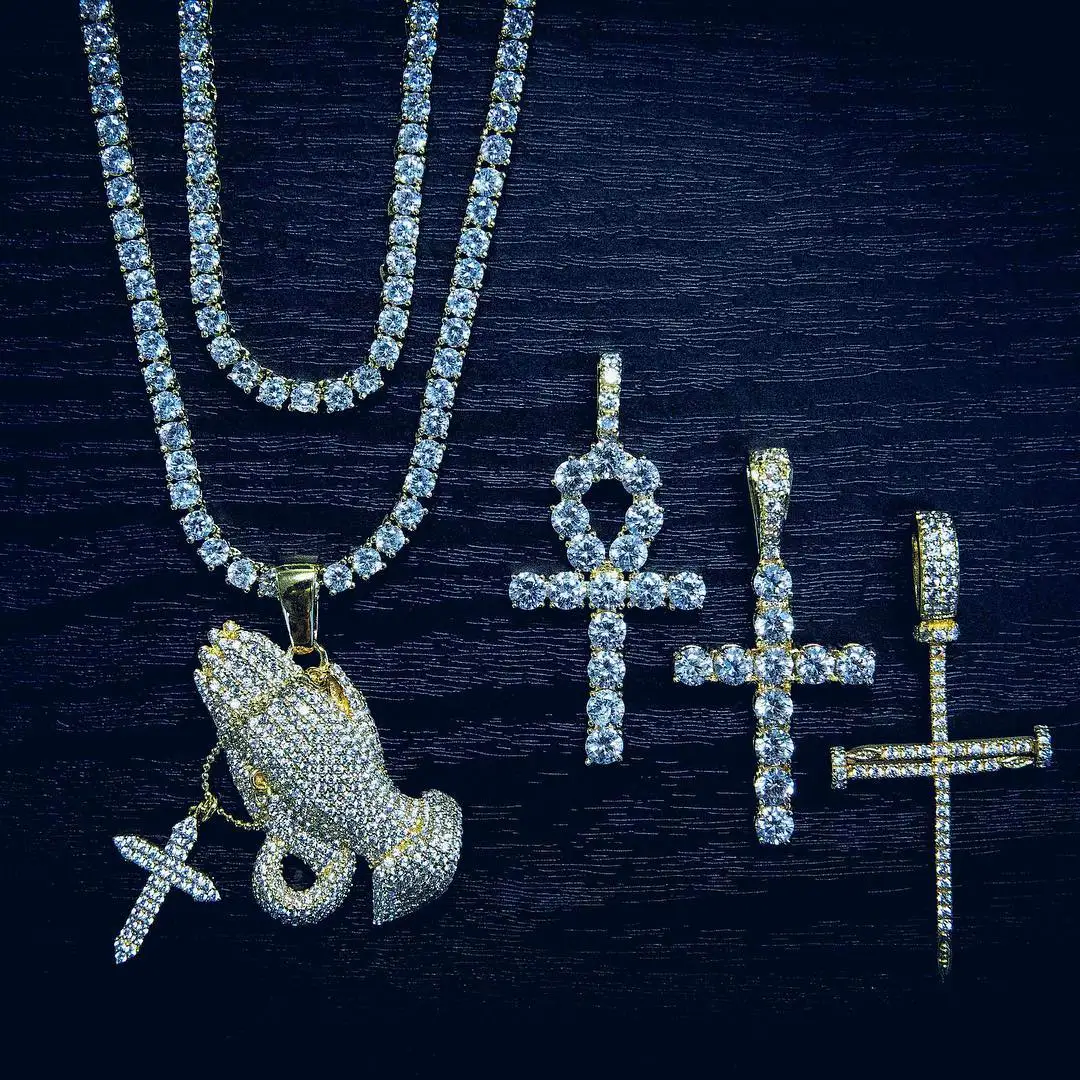 TOPGRILLZ хип хоп Ankh крест ожерелье микро Pave AAAA + кубический цирконий Египетский стиль