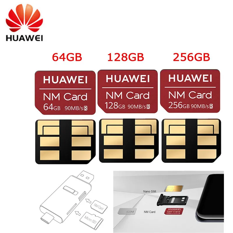 

original huawei USB 3.1 Gen 1 Card Reader and (Nano Memory) NM Card 90M/S 64GB/128GB/256GB Only Apply to Mate20 Pro Mate20 X