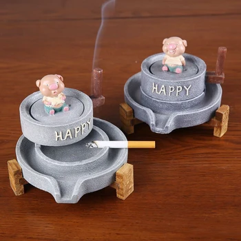 

New Year Home Decorations Pig Shaped Resin Portable Ashtray Ash Tray Living Room Decor пепельница для авто cendrier popielniczka