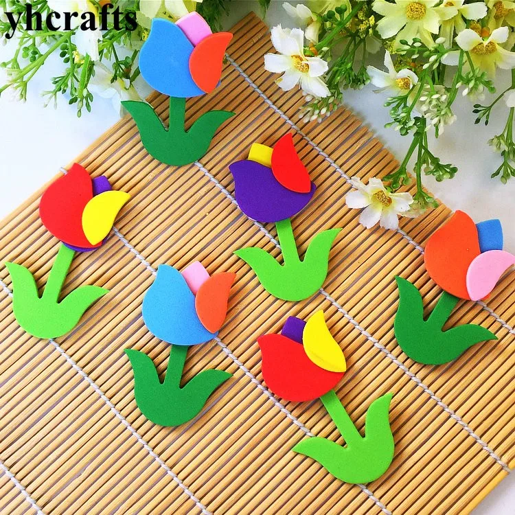 

1bag/LOT.Foam tulip without stickers Early learning educational Intelligence diy toys Wall book ornament Kids diy toys Wholesale