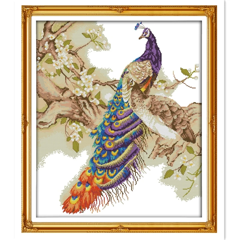 

Cross Stitch Peacock Needlework Embroidery Cross Set 11CT 14CT Printed Chinese Counted Cross Stitch Patterns Cross Stitch Kit