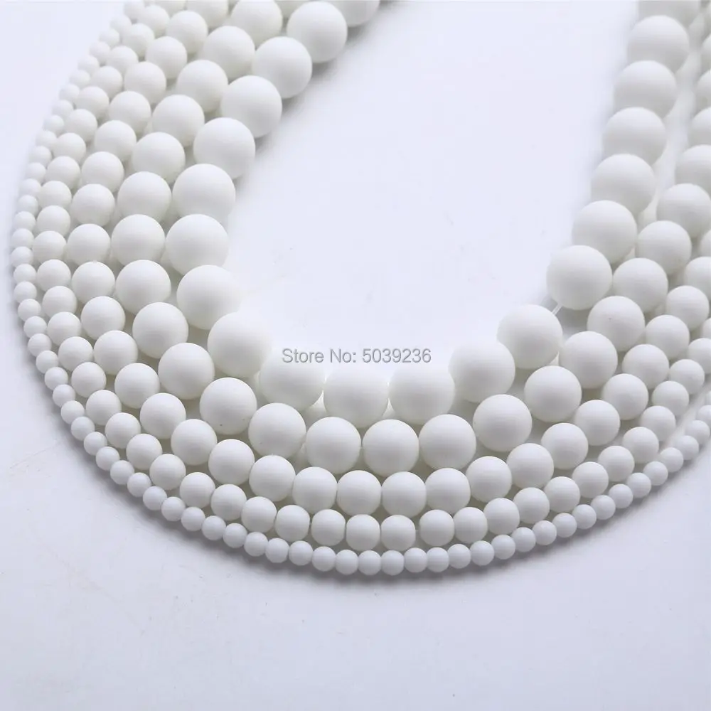 

Wholesale Dull Polish Matte White Glass Beads Natural Stone Round Loose Spacer Beads for Jewelry Making 4-12mm DIY Bracelet