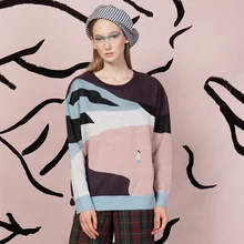 YIZISToRE original casual loose knitted sweaters long sleeves for girls and boys in SCENERY series 2018 autumn winter (FUN KIK) kiitos life originally designed practical day clutch hand bags with alloy in music series fun kik