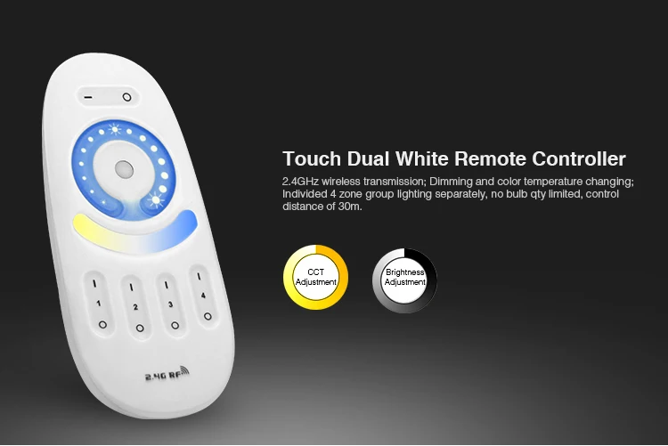 

Mi Light 2.4GHz Dual Full Touch 4-zone Remote Controller Brightness Color Temperature for All Mi-light CCT/Dim Light Bulb Series