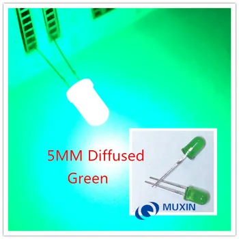 

200pcs 5mm Green LED Lamp Light Diode Diffused Round Top Light-Emitting Diode 5 mm DIP Electronics Component Through Hole Angle