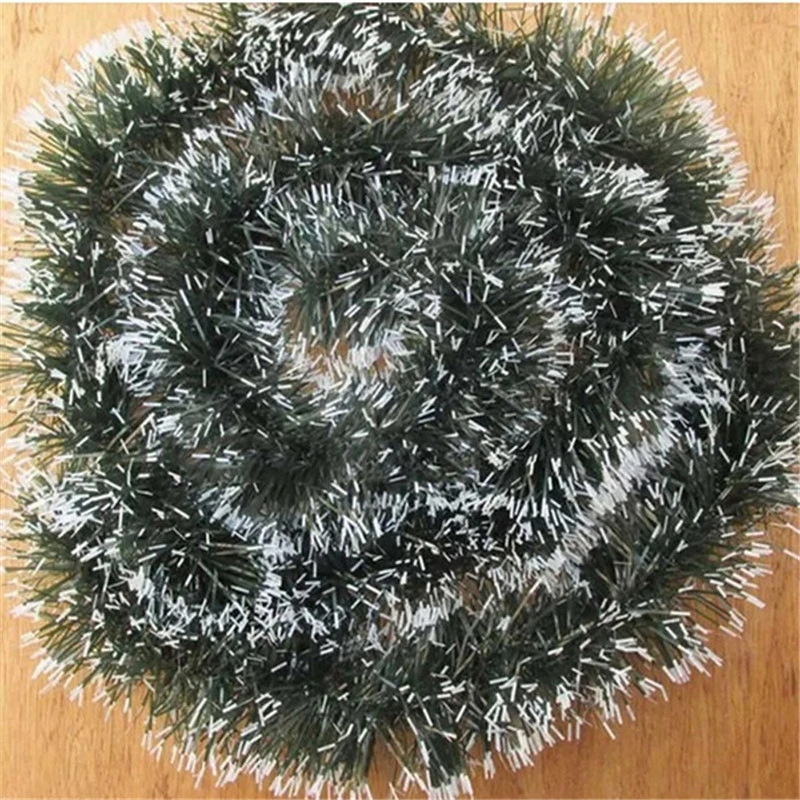 1pc Pop 2M Christmas Decoration Bar Tops Ribbon Garland Christmas Tree Ornaments White Dark Green Cane Tinsel Party Supplies