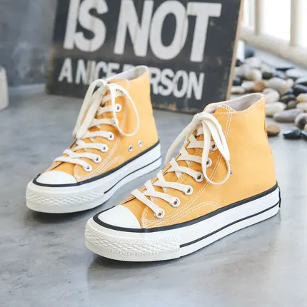 

High-top canvas shoes female students Korean version of Harajuku ulzzang tide wild retro Hong Kong style chic board shoes