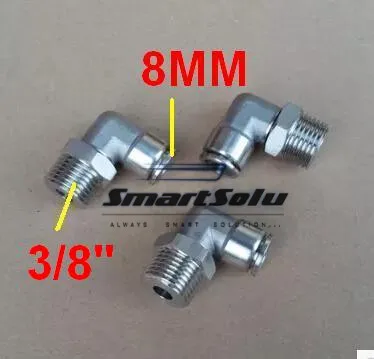 

Free shipping 10pcs/lot 8MM Tube Size 3/8" Thread stainless steel pipe elbow pneumatic fittings