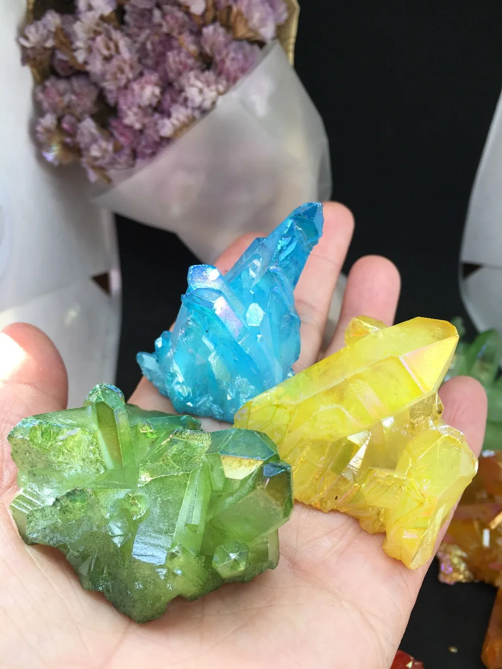 

PRETTY Aura Quartz Crystal Bismuth Titanium Silicon Clusters SPECIMEN