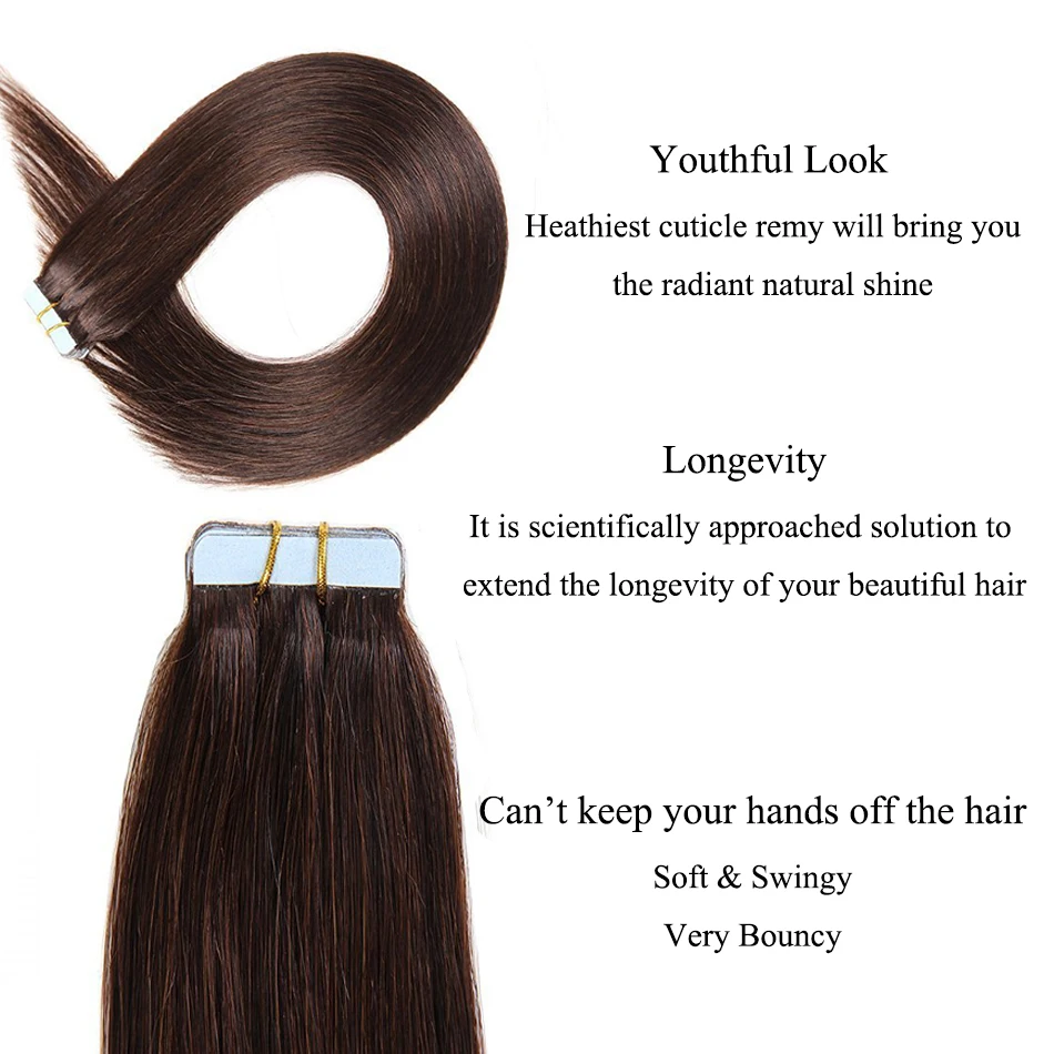 Tape In Human Hair Extensions Brazilian Remy Straight Adhesive Invisible PU Weft human hair extensions hair extensions
