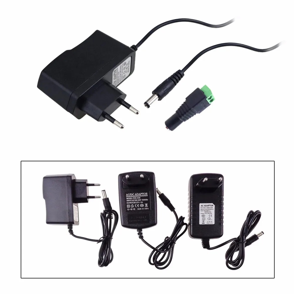 

LED Power Supply Adapter 110V 220V 12V EU/US To DC Connector For 3528 5630 5050 3014 Single RGB LED Strip Light 1A 2A 3A DF