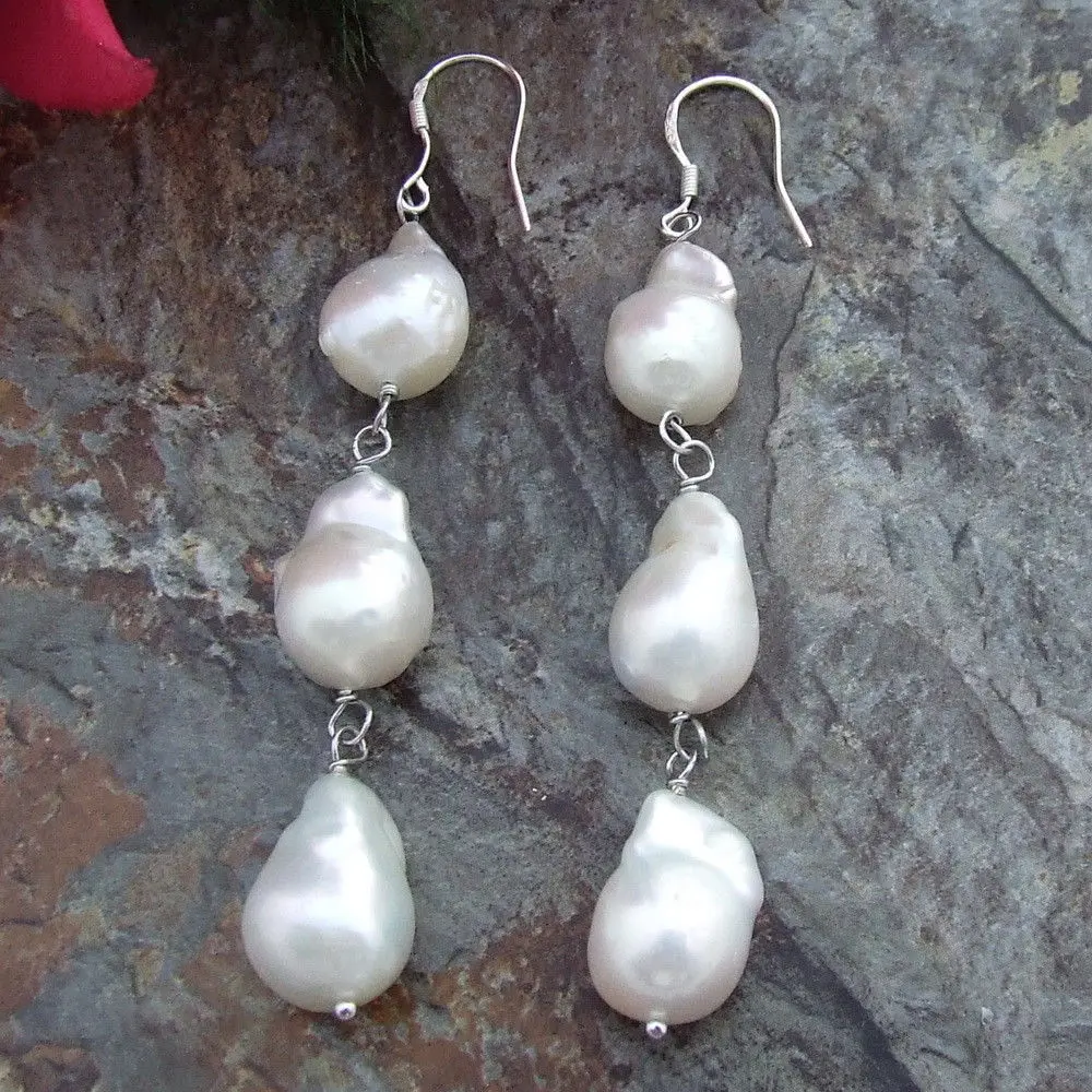 

FC102815 3'' White Keshi Pearl Earring