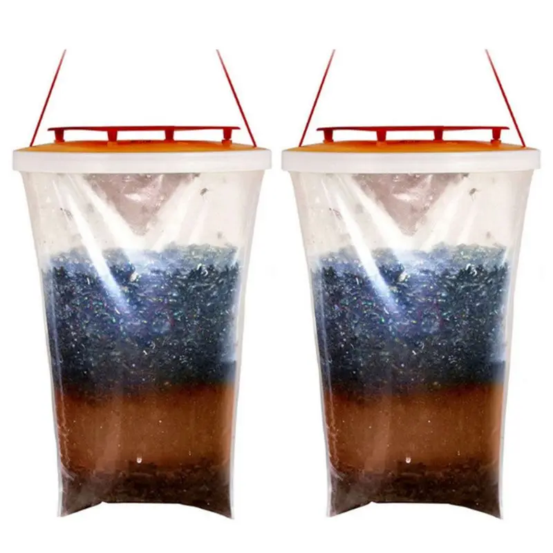 

Promotion! 2PCS FLY BAG TRAP RED TOP CATCHER KILLS 20,000 FLIES INSECTS PEST CONTROL KILLER