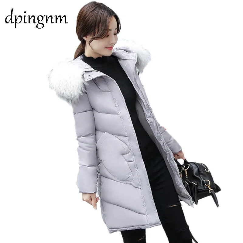 

2018 New Winter Jacket Women Hooded Thicken Coat Female Fashion Warm Outwear Down Cotton-Padded false Fox Fur Collar Coat Parka