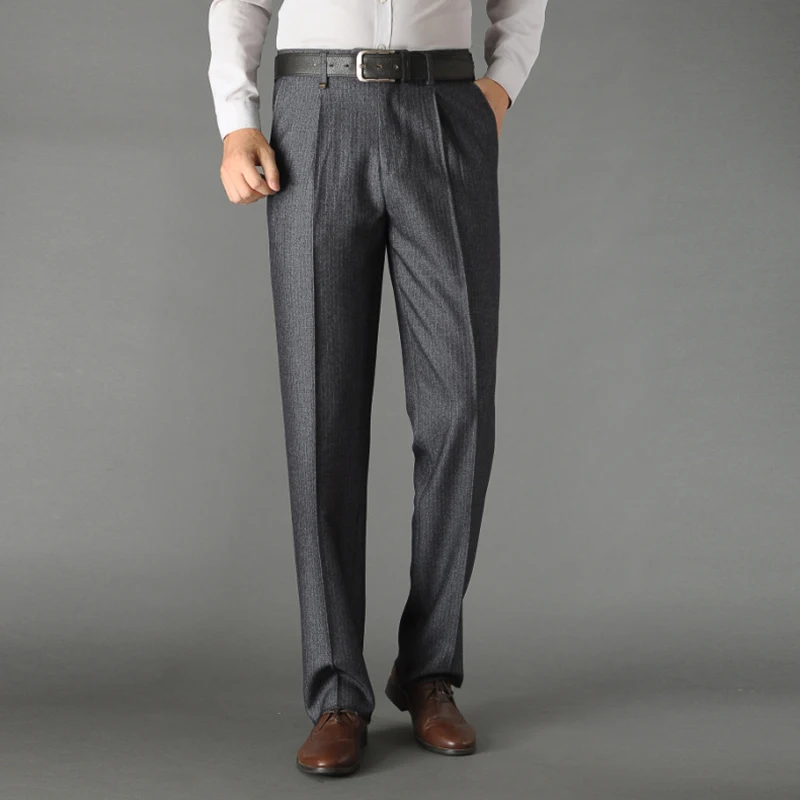 

New Autumn Winter Formal Wedding Men Suit Pants For Father High Quality Fit Casual Non-ironing Business Straight Dress Trousers