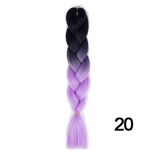 Шелковистые пряди, 24 дюйма, 100 г, Омбре, синтетические плетеные волосы для наращивания, для вязания крючком, косички, огромные косички, два тона, Омбре, цвет - Цвет: 20