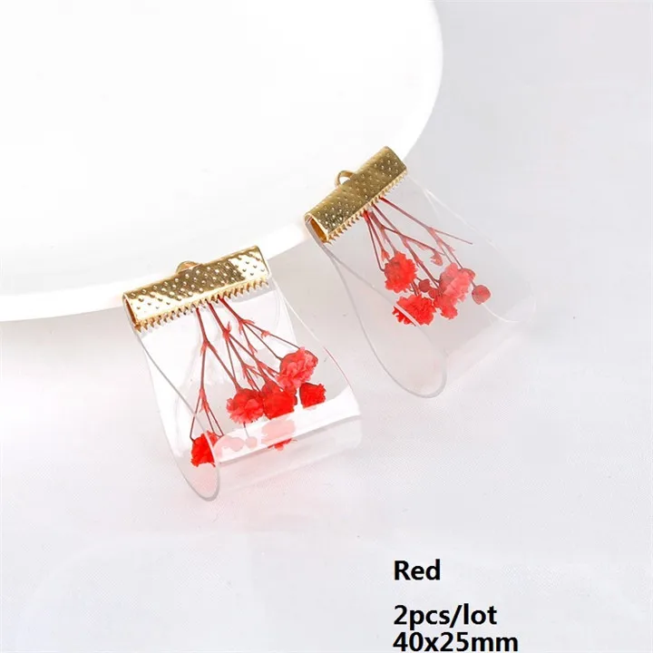 10  2pcs PVC Dried Flower Pendant For Hand Made Diy Earrings Necklace Jewelry Marking Stud Earrings Ear Clip Jewelry Accessories