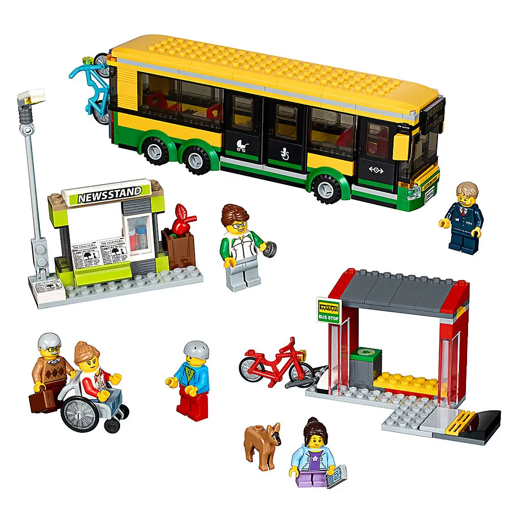 

Bus Station Compatible Legoe City Town 60154 Building Blocks Bricks Car Model toys for Childrens kid gift 377Pcs