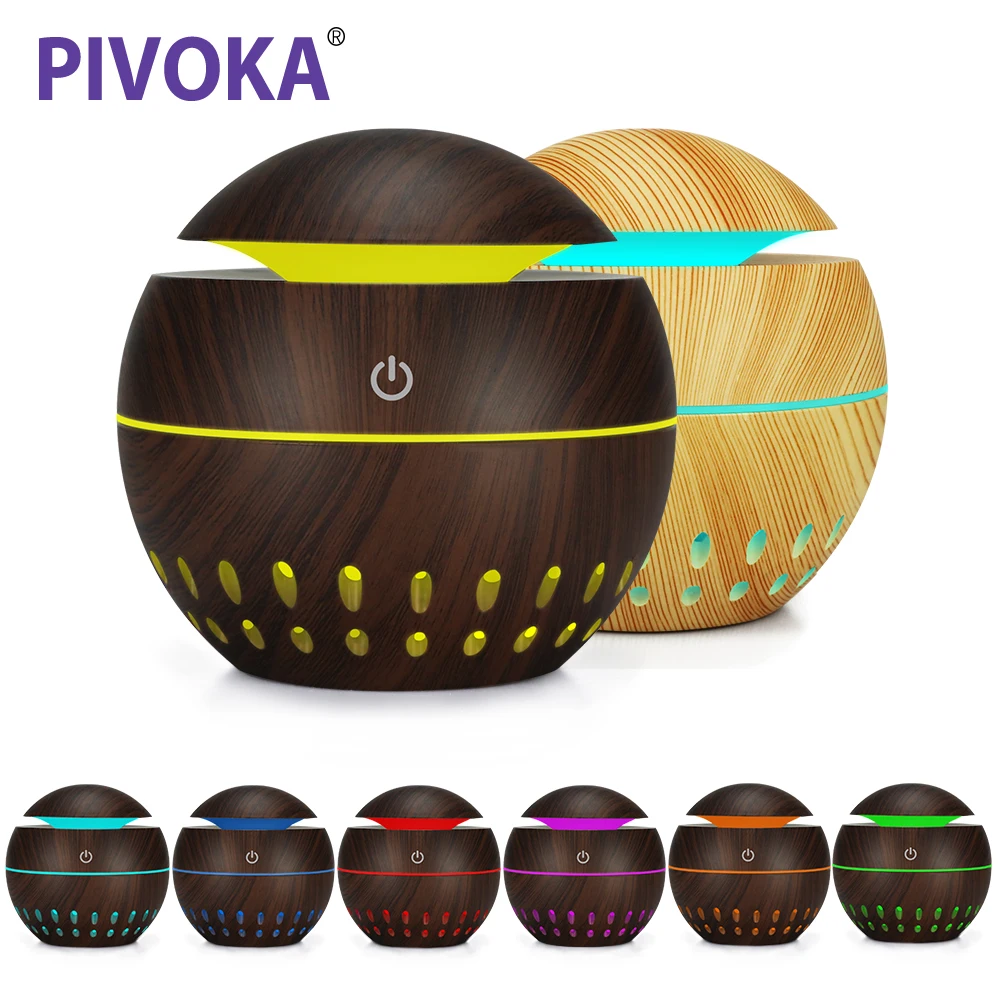 

PIVOKA Aroma Essential Oil Diffuser Mini USB Air Humidifier Portable Ultrasonic Mist Humidifier Air Purifier LED Night Light
