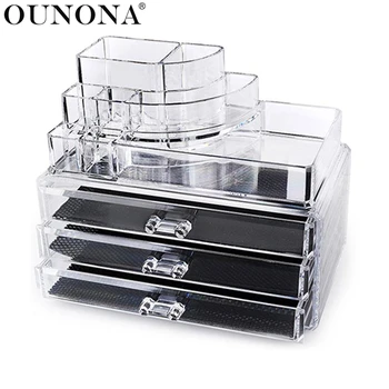 

OUNONA Acrylic 3-Drawer Makeup Cosmetics Jewelry Storage Box Case Rack Organizer Transparent Spiral Style
